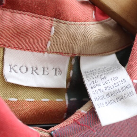 Koret VTG Y2K Multicolor Patchwork Embroidered Button-Up Long Sleeve Shirt Medum - Picture 3 of 4